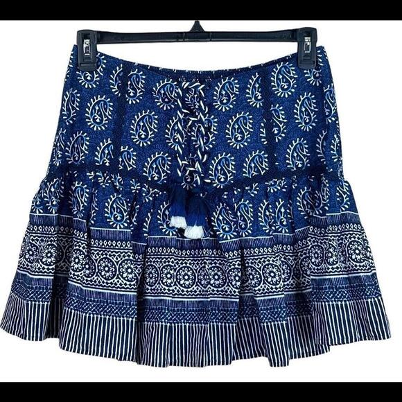 Chelsea n Violet Floral Skirt Large Women Navy Tiered‎ Lined Boho Romantic New - Picture 1 of 4